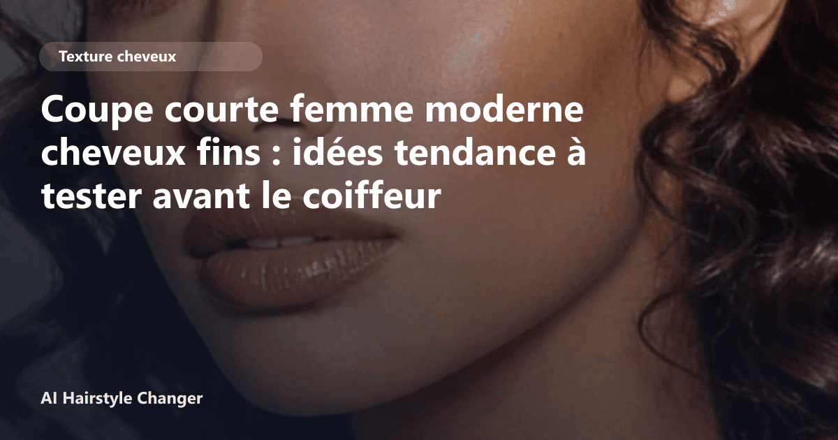 Portrait éditorial lié à coupe courte femme moderne cheveux fins, montrant une idée de coiffure à prévisualiser avant le salon.
