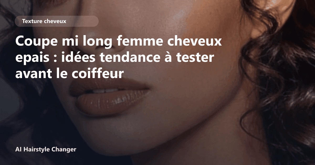 Portrait éditorial lié à coupe mi long femme cheveux epais, montrant une idée de coiffure à prévisualiser avant le salon.
