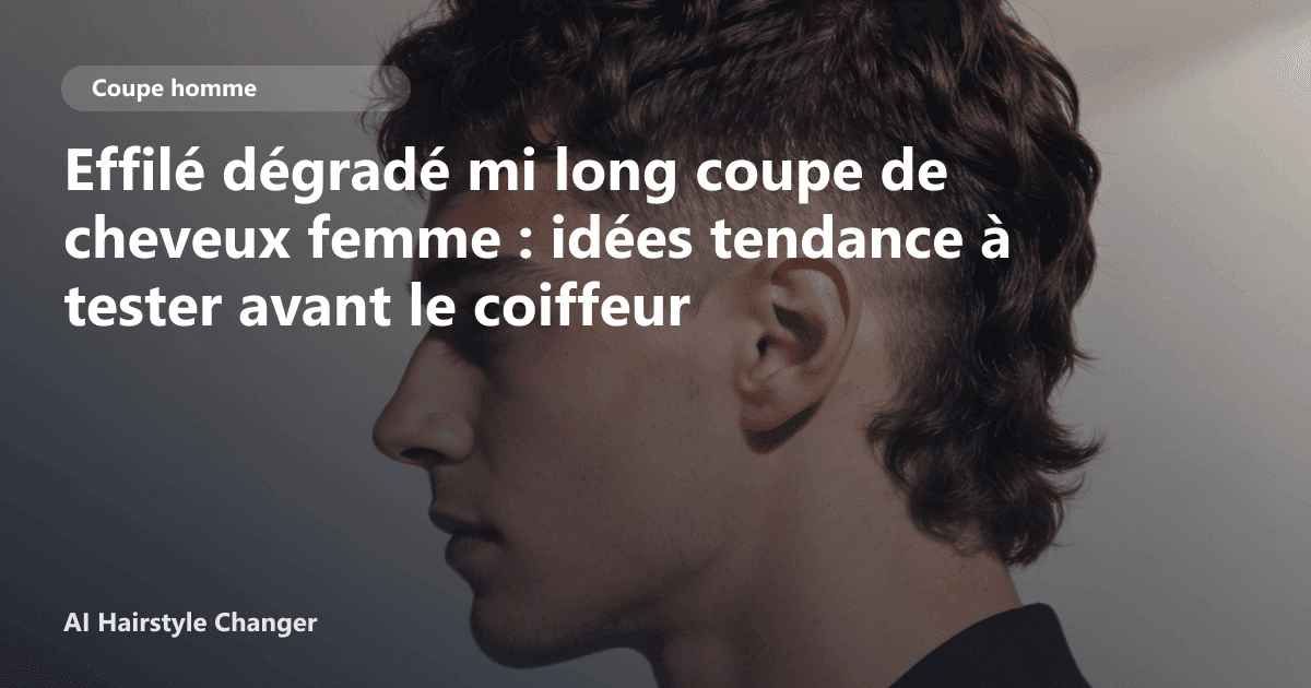 Portrait éditorial lié à effilé dégradé mi long coupe de cheveux femme, montrant une idée de coiffure à prévisualiser avant le salon.