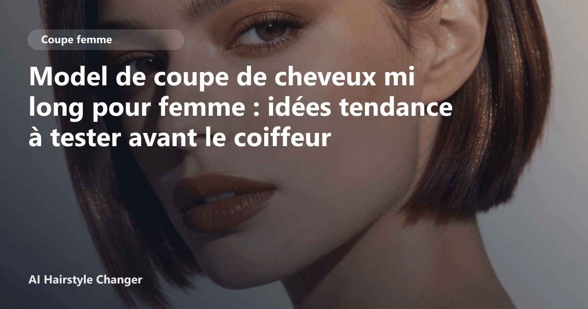 Portrait éditorial lié à model de coupe de cheveux mi long pour femme, montrant une idée de coiffure à prévisualiser avant le salon.