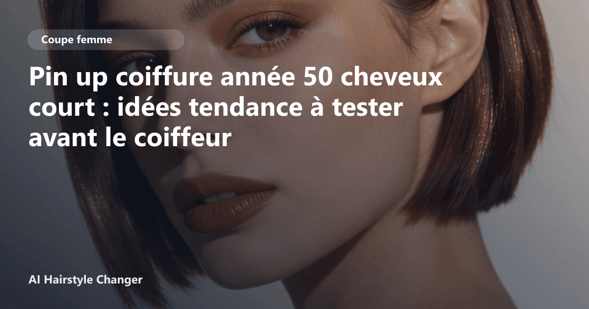 Portrait éditorial lié à pin up coiffure année 50 cheveux court, montrant une idée de coiffure à prévisualiser avant le salon.