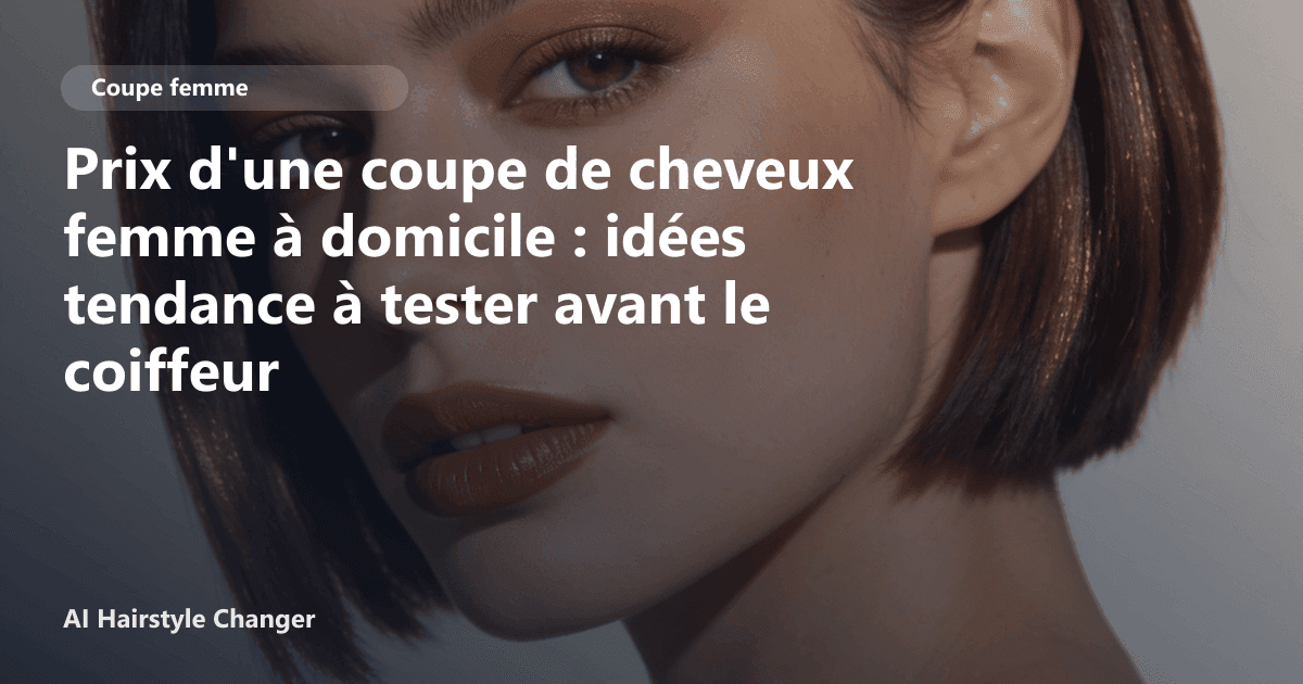 Portrait éditorial lié à prix d'une coupe de cheveux femme à domicile, montrant une idée de coiffure à prévisualiser avant le salon.