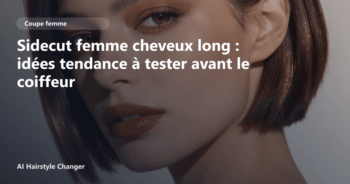 Portrait éditorial lié à sidecut femme cheveux long, montrant une idée de coiffure à prévisualiser avant le salon.