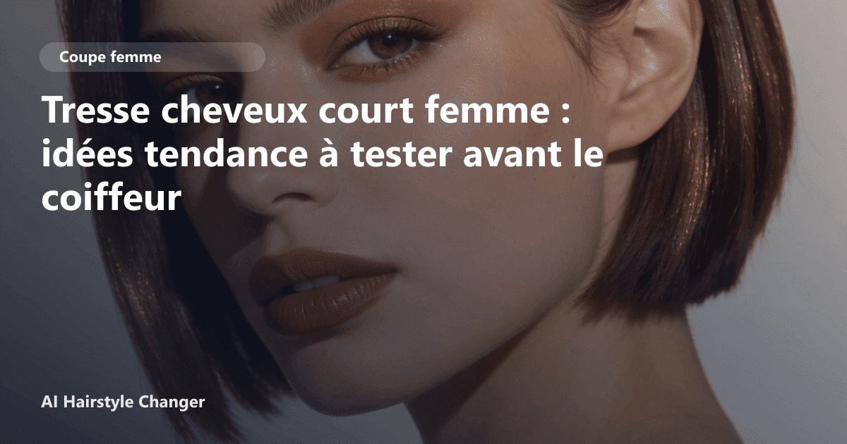 Portrait éditorial lié à tresse cheveux court femme, montrant une idée de coiffure à prévisualiser avant le salon.