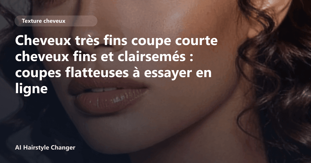 Portrait éditorial lié à cheveux très fins coupe courte cheveux fins et clairsemés, montrant une idée de coiffure à prévisualiser avant le salon.