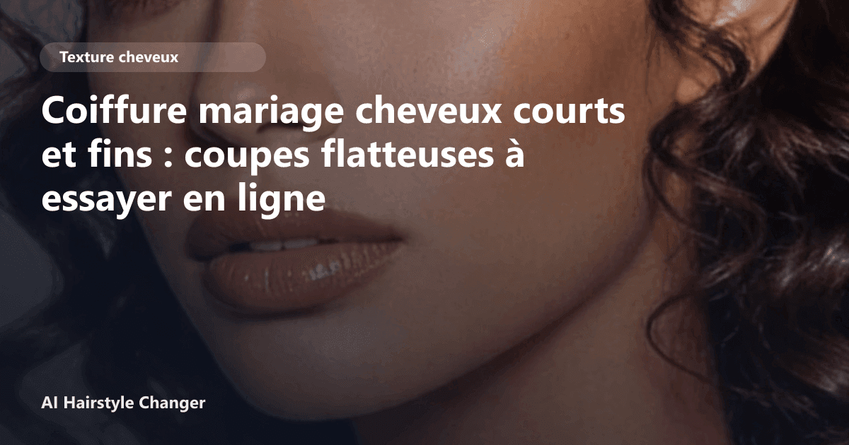 Portrait éditorial lié à coiffure mariage cheveux courts et fins, montrant une idée de coiffure à prévisualiser avant le salon.