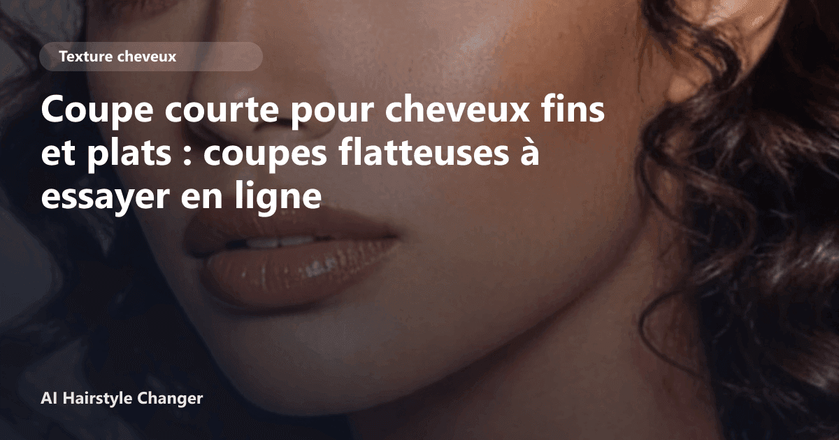 Portrait éditorial lié à coupe courte pour cheveux fins et plats, montrant une idée de coiffure à prévisualiser avant le salon.