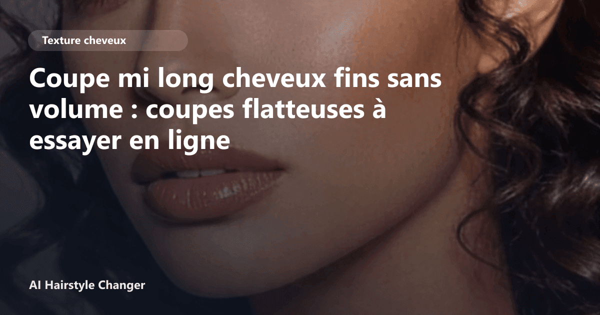 Portrait éditorial lié à coupe mi long cheveux fins sans volume, montrant une idée de coiffure à prévisualiser avant le salon.