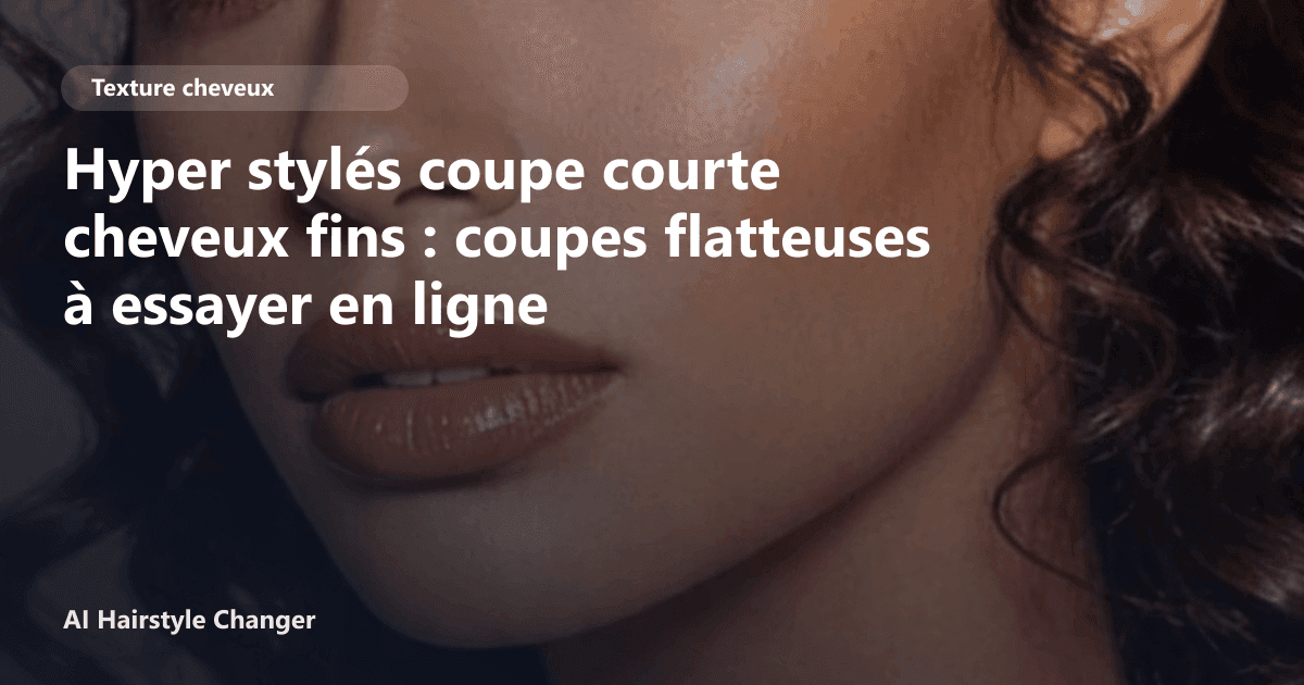 Portrait éditorial lié à hyper stylés coupe courte cheveux fins, montrant une idée de coiffure à prévisualiser avant le salon.