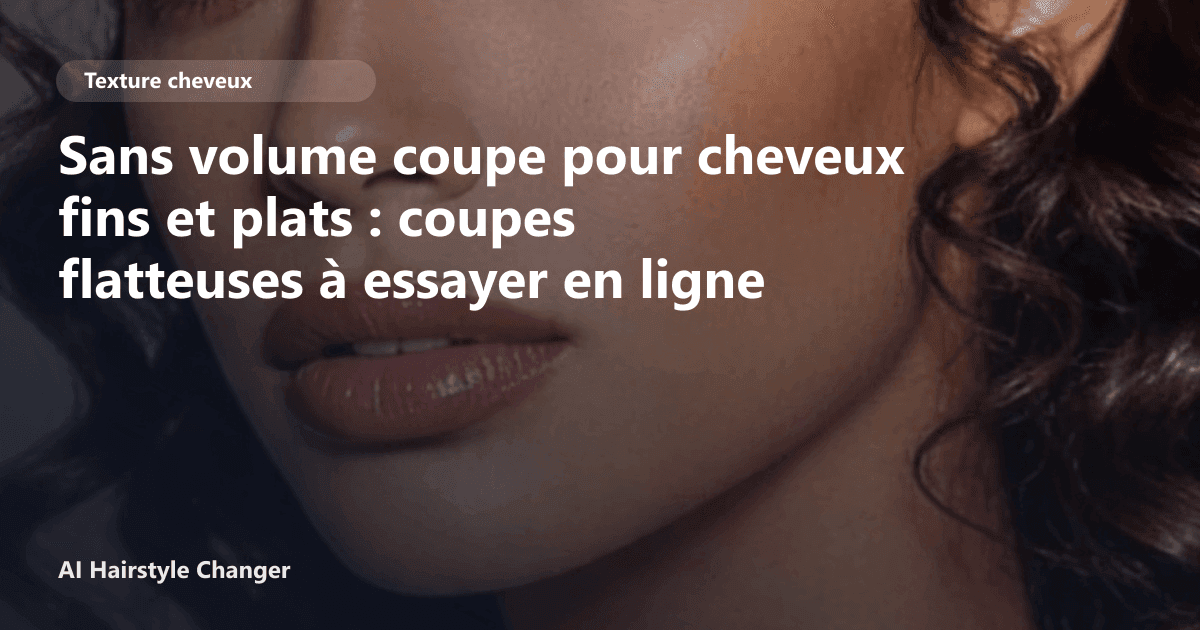 Portrait éditorial lié à sans volume coupe pour cheveux fins et plats, montrant une idée de coiffure à prévisualiser avant le salon.