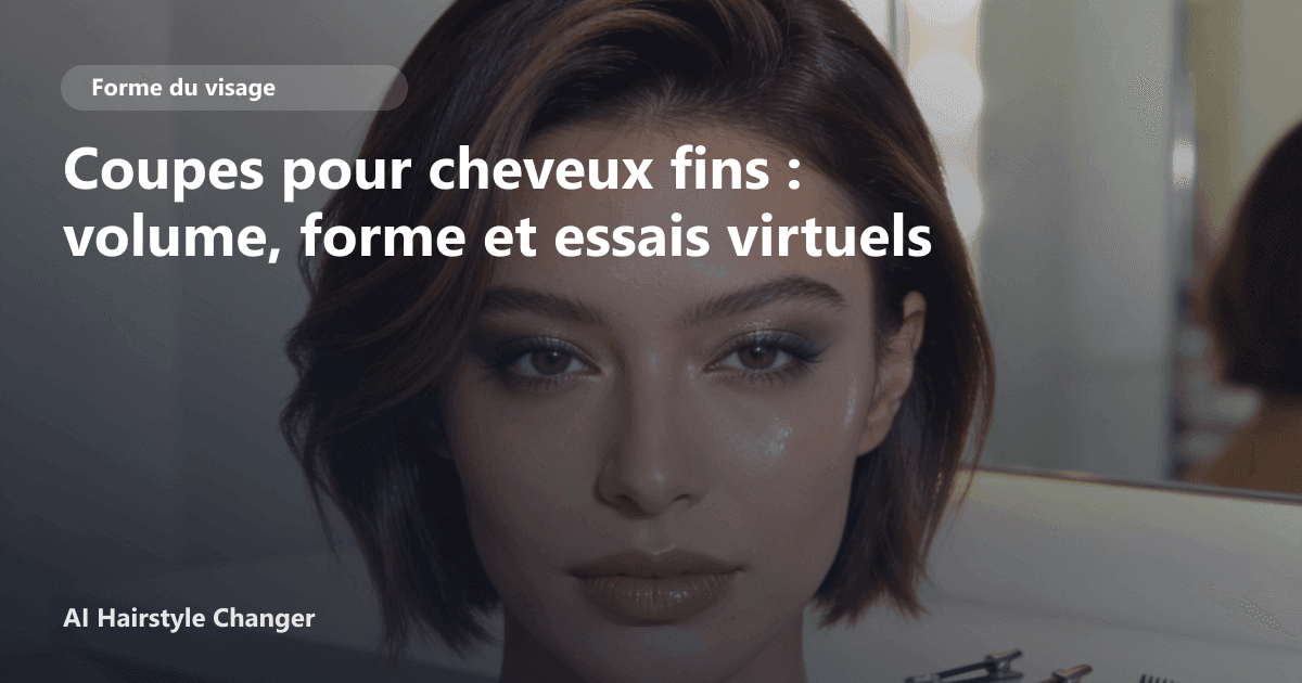 Simulation IA d'une coupe courte structurée pour donner du volume à des cheveux fins et plats sur un visage ovale.