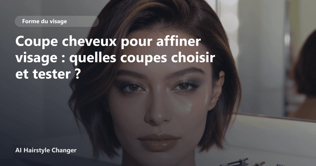 Portrait éditorial lié à coupe cheveux pour affiner visage, montrant une idée de coiffure à prévisualiser avant le salon.