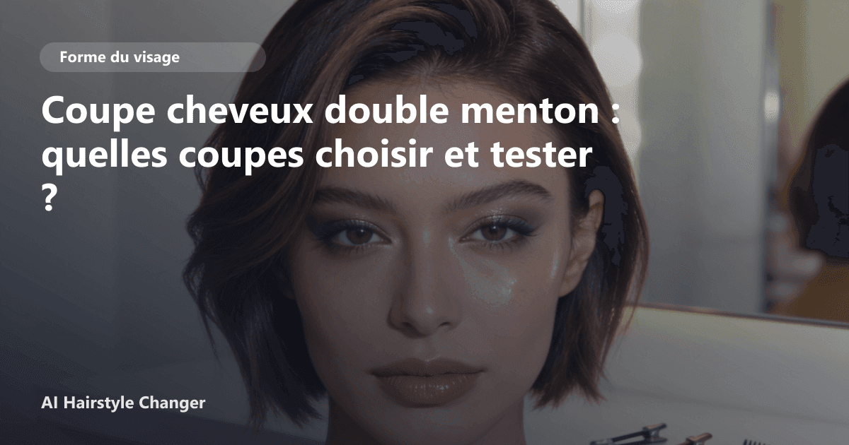 Portrait éditorial lié à coupe cheveux double menton, montrant une idée de coiffure à prévisualiser avant le salon.