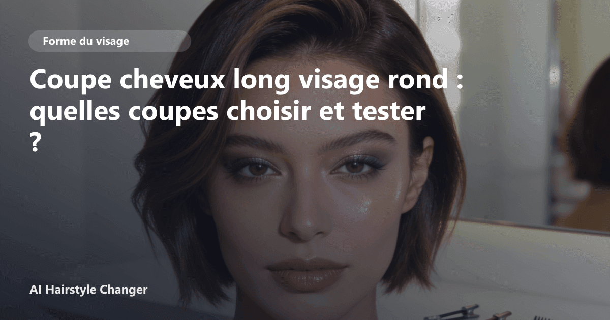 Portrait éditorial lié à coupe cheveux long visage rond, montrant une idée de coiffure à prévisualiser avant le salon.