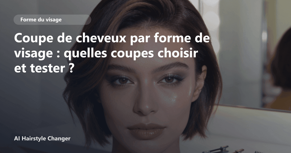 Portrait éditorial lié à coupe de cheveux par forme de visage, montrant une idée de coiffure à prévisualiser avant le salon.