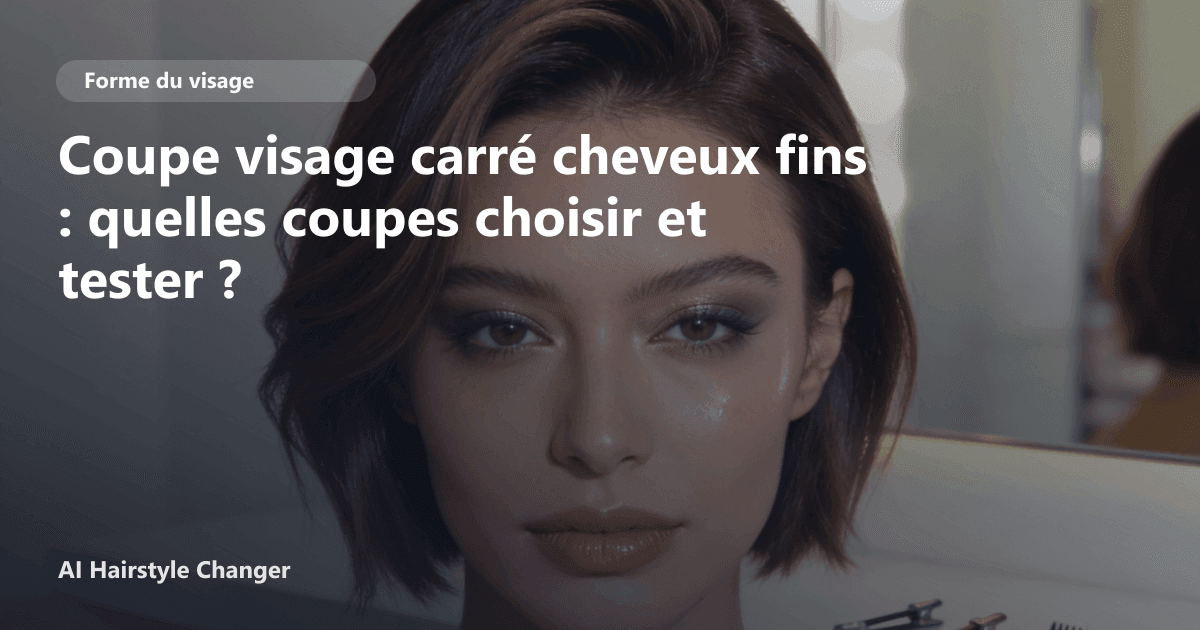 Portrait éditorial lié à coupe visage carré cheveux fins, montrant une idée de coiffure à prévisualiser avant le salon.