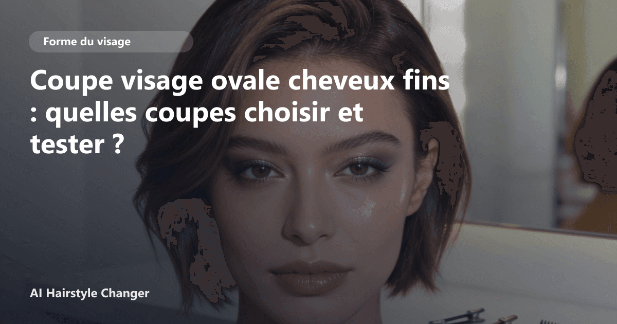 Portrait éditorial lié à coupe visage ovale cheveux fins, montrant une idée de coiffure à prévisualiser avant le salon.