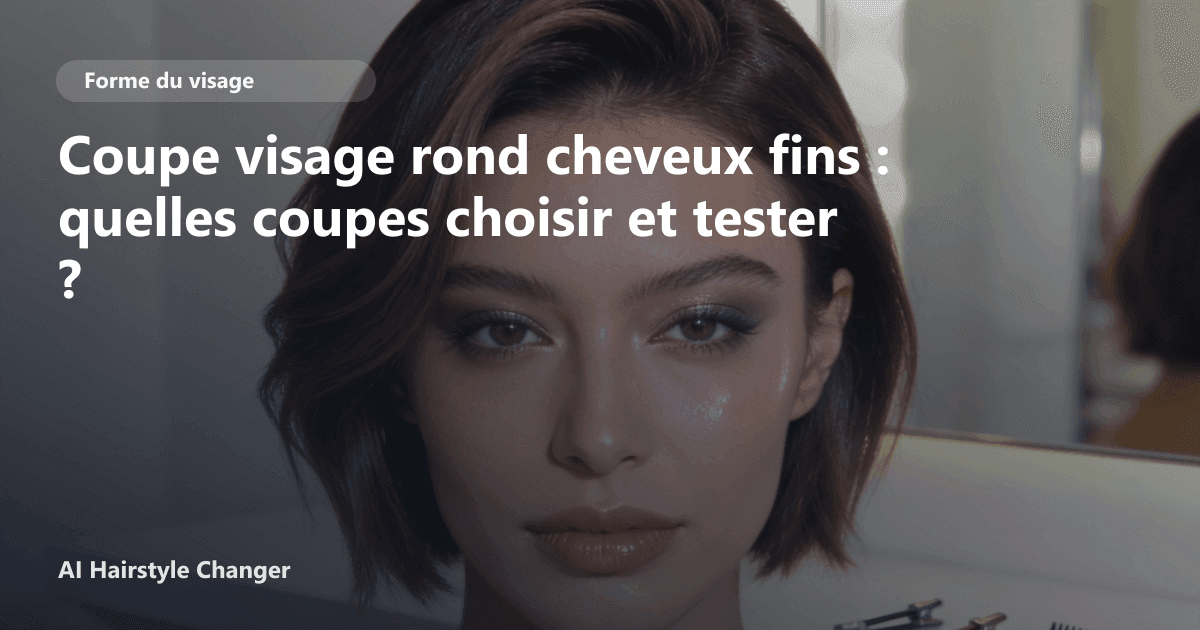 Portrait éditorial lié à coupe visage rond cheveux fins, montrant une idée de coiffure à prévisualiser avant le salon.