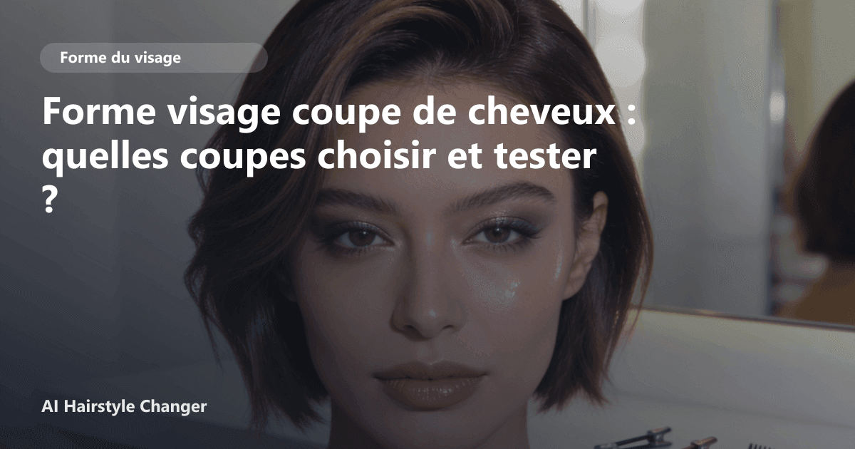 Portrait éditorial lié à forme visage coupe de cheveux, montrant une idée de coiffure à prévisualiser avant le salon.