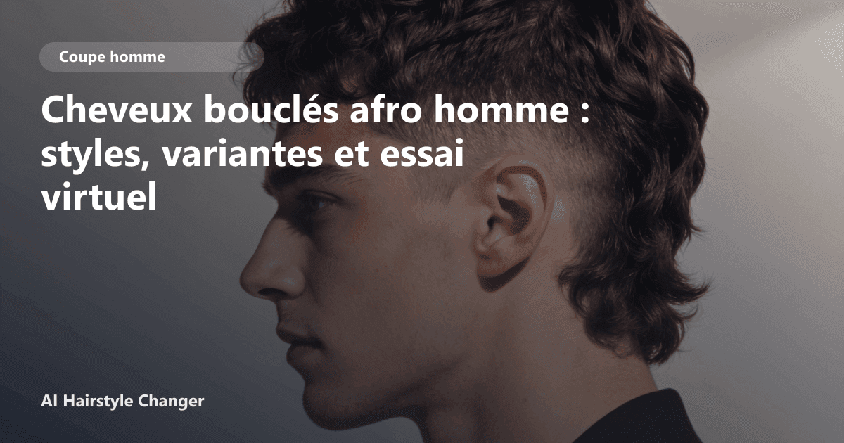 Portrait éditorial lié à cheveux bouclés afro homme, montrant une idée de coiffure à prévisualiser avant le salon.