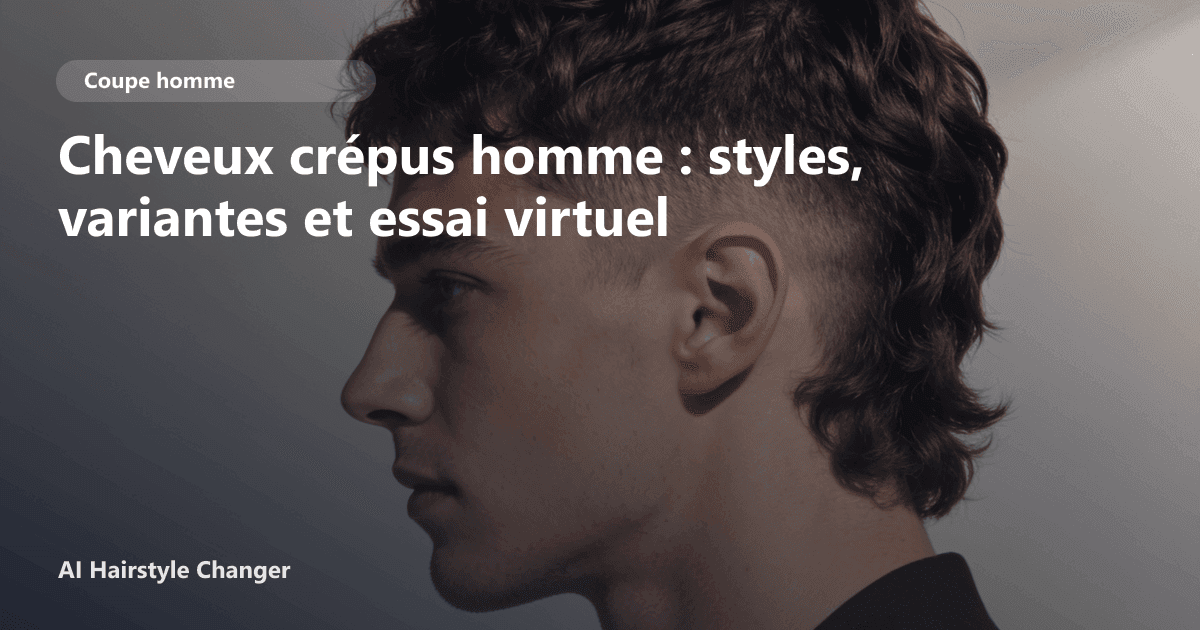 Portrait éditorial lié à cheveux crépus homme, montrant une idée de coiffure à prévisualiser avant le salon.