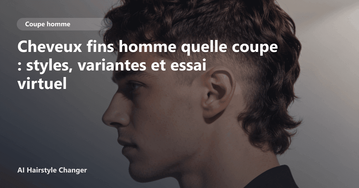 Portrait éditorial lié à cheveux fins homme quelle coupe, montrant une idée de coiffure à prévisualiser avant le salon.