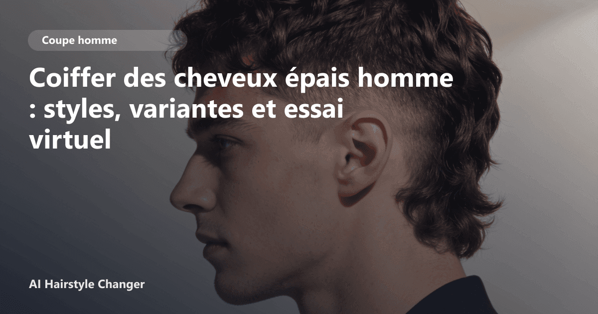 Portrait éditorial lié à coiffer des cheveux épais homme, montrant une idée de coiffure à prévisualiser avant le salon.