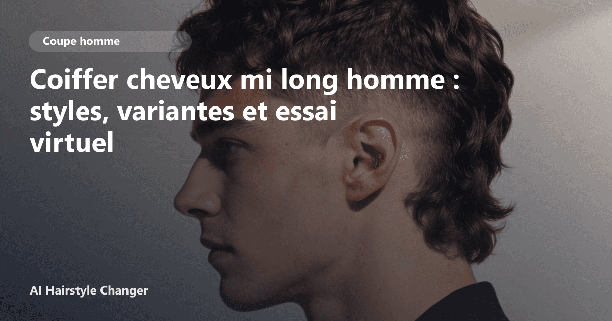 Portrait éditorial lié à coiffer cheveux mi long homme, montrant une idée de coiffure à prévisualiser avant le salon.