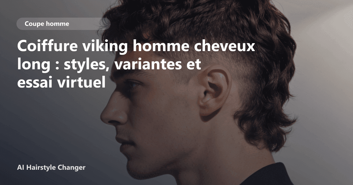 Portrait éditorial lié à coiffure viking homme cheveux long, montrant une idée de coiffure à prévisualiser avant le salon.