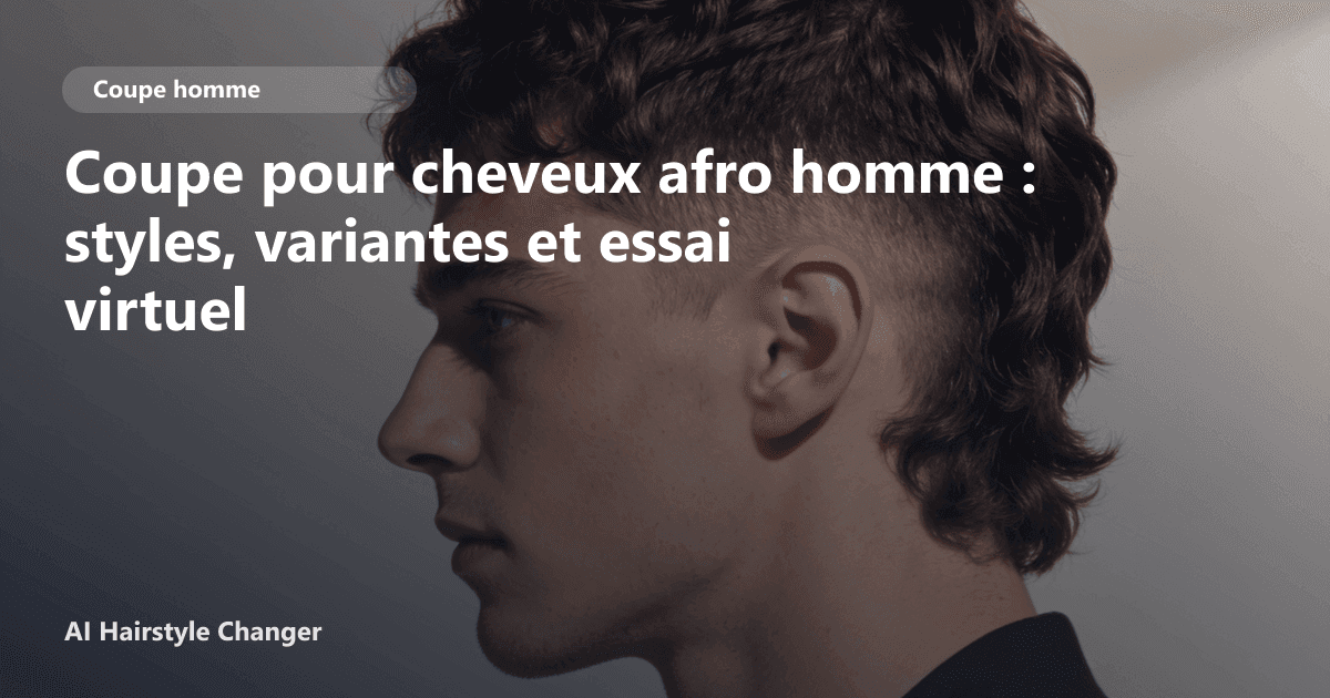 Portrait éditorial lié à coupe pour cheveux afro homme, montrant une idée de coiffure à prévisualiser avant le salon.