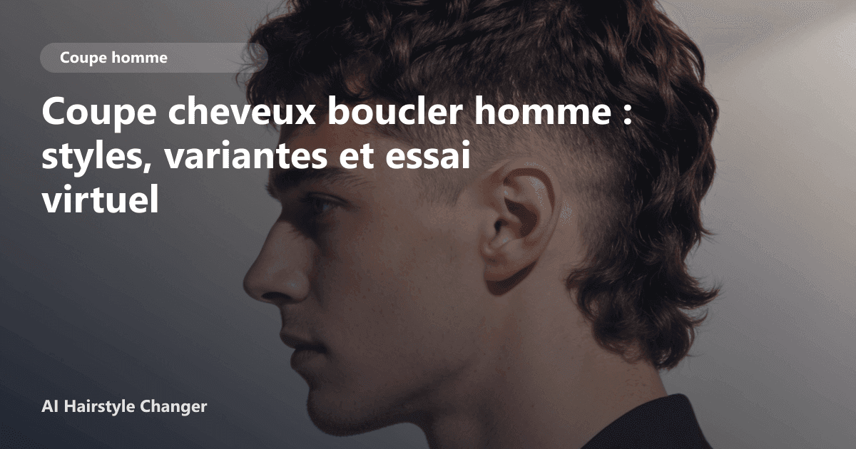 Portrait éditorial lié à coupe cheveux boucler homme, montrant une idée de coiffure à prévisualiser avant le salon.