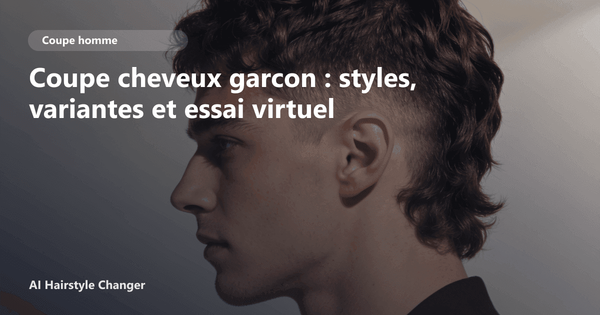 Portrait éditorial lié à coupe cheveux garcon, montrant une idée de coiffure à prévisualiser avant le salon.