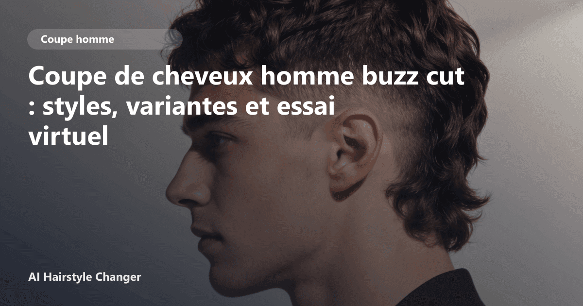 Portrait éditorial lié à coupe de cheveux homme buzz cut, montrant une idée de coiffure à prévisualiser avant le salon.