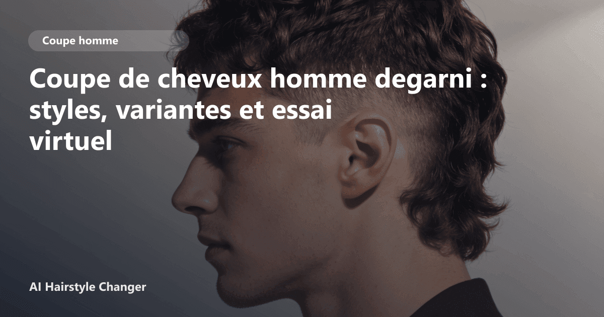 Portrait éditorial lié à coupe de cheveux homme degarni, montrant une idée de coiffure à prévisualiser avant le salon.