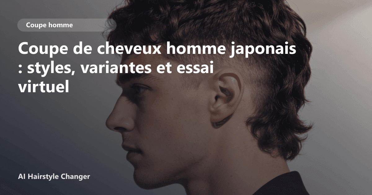 Portrait éditorial lié à coupe de cheveux homme japonais, montrant une idée de coiffure à prévisualiser avant le salon.