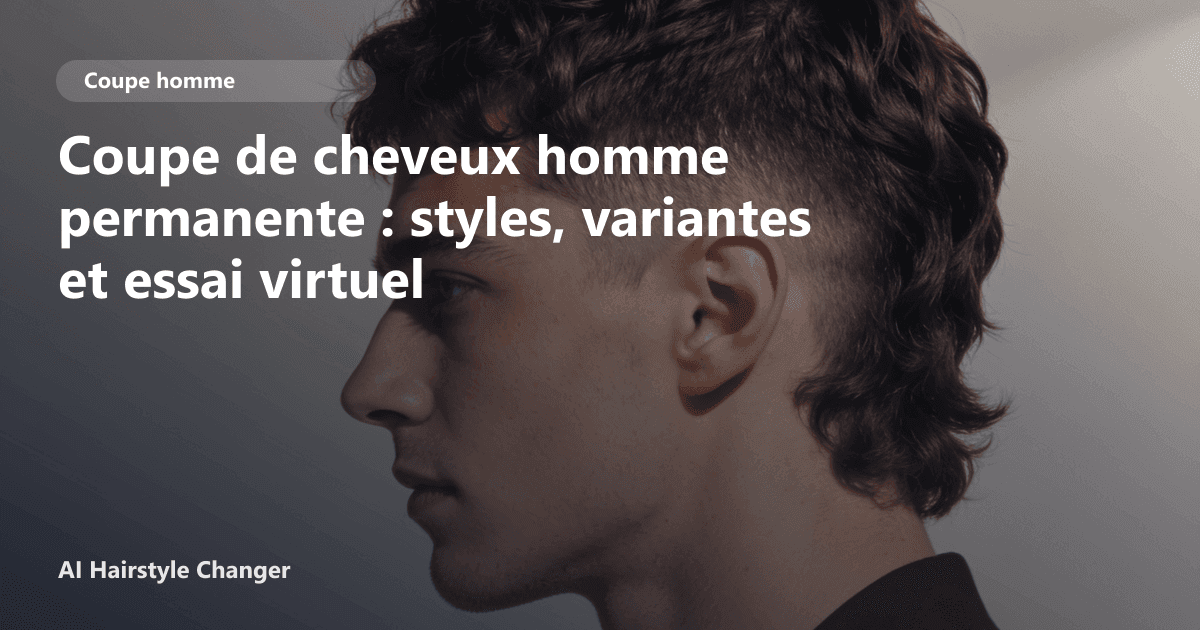 Portrait éditorial lié à coupe de cheveux homme permanente, montrant une idée de coiffure à prévisualiser avant le salon.