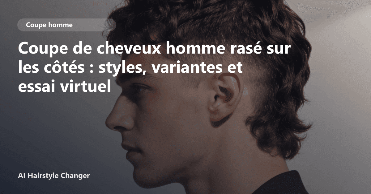 Portrait éditorial lié à coupe de cheveux homme rasé sur les côtés, montrant une idée de coiffure à prévisualiser avant le salon.