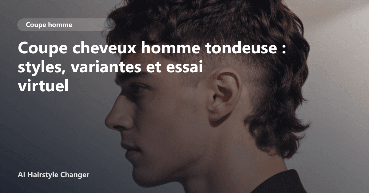 Portrait éditorial lié à coupe cheveux homme tondeuse, montrant une idée de coiffure à prévisualiser avant le salon.