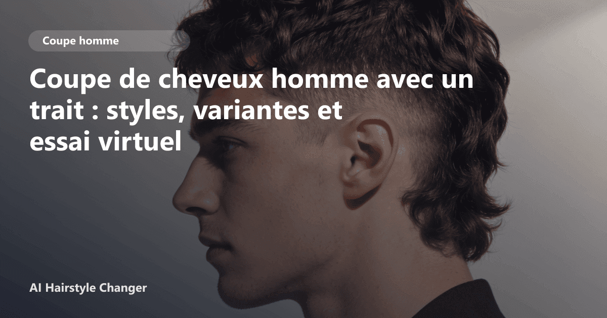 Portrait éditorial lié à coupe de cheveux homme avec un trait, montrant une idée de coiffure à prévisualiser avant le salon.