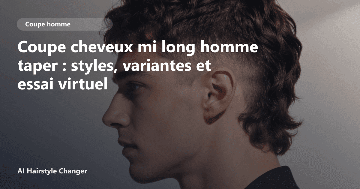 Portrait éditorial lié à coupe cheveux mi long homme taper, montrant une idée de coiffure à prévisualiser avant le salon.