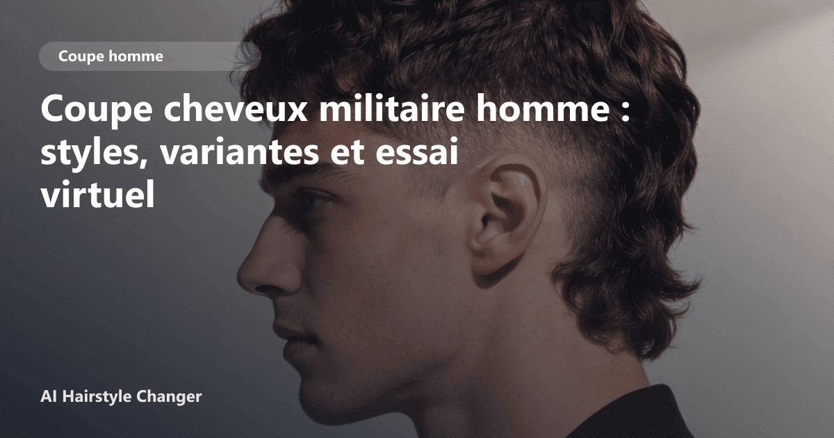 Portrait éditorial lié à coupe cheveux militaire homme, montrant une idée de coiffure à prévisualiser avant le salon.