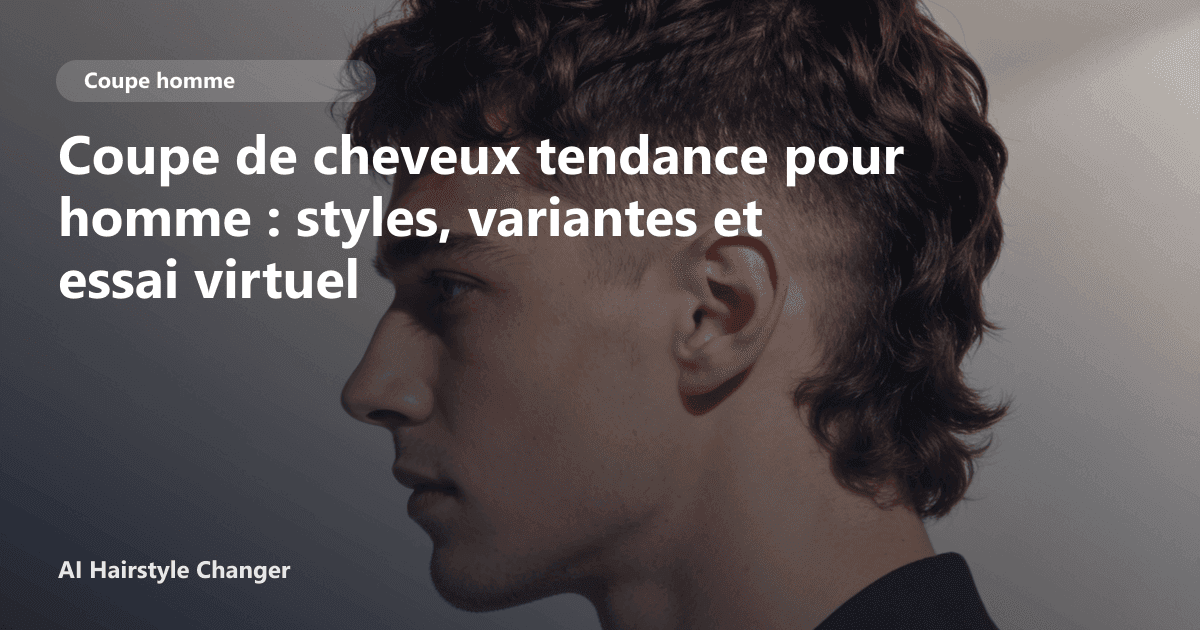 Portrait éditorial lié à coupe de cheveux tendance pour homme, montrant une idée de coiffure à prévisualiser avant le salon.