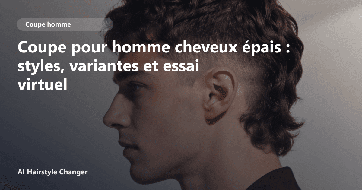 Portrait éditorial lié à coupe pour homme cheveux épais, montrant une idée de coiffure à prévisualiser avant le salon.