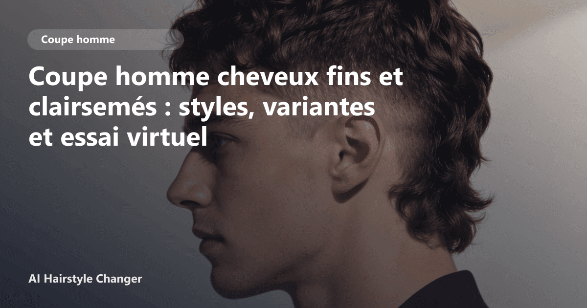 Portrait éditorial lié à coupe homme cheveux fins et clairsemés, montrant une idée de coiffure à prévisualiser avant le salon.
