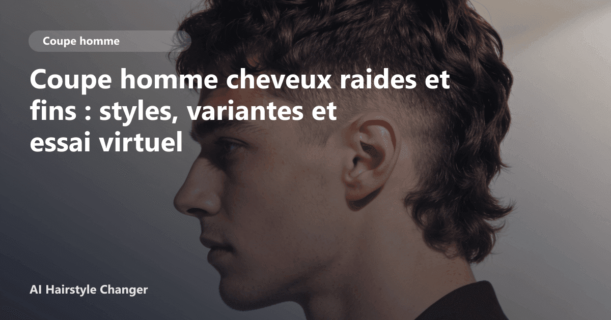 Portrait éditorial lié à coupe homme cheveux raides et fins, montrant une idée de coiffure à prévisualiser avant le salon.