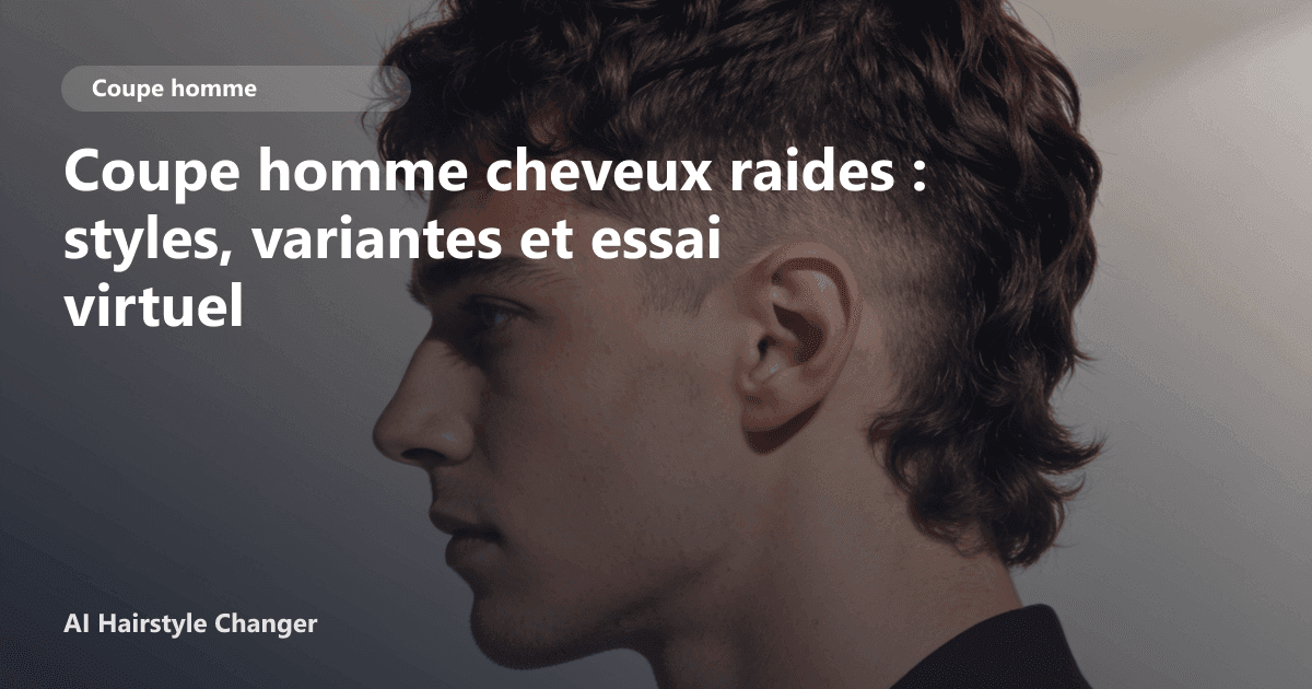 Portrait éditorial lié à coupe homme cheveux raides, montrant une idée de coiffure à prévisualiser avant le salon.