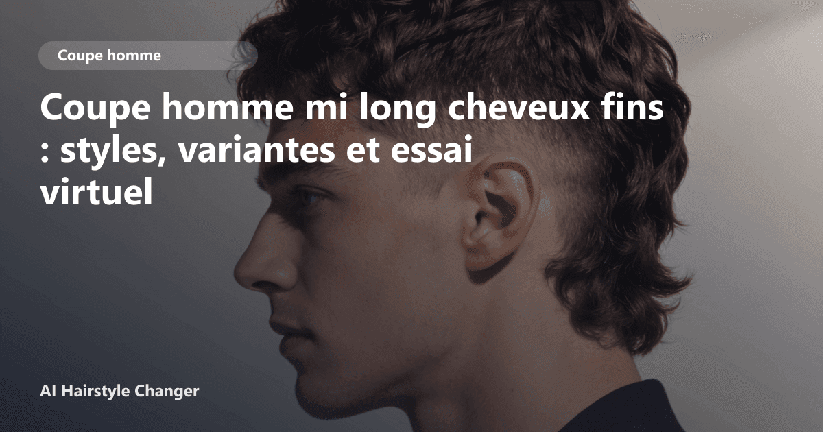 Portrait éditorial lié à coupe homme mi long cheveux fins, montrant une idée de coiffure à prévisualiser avant le salon.