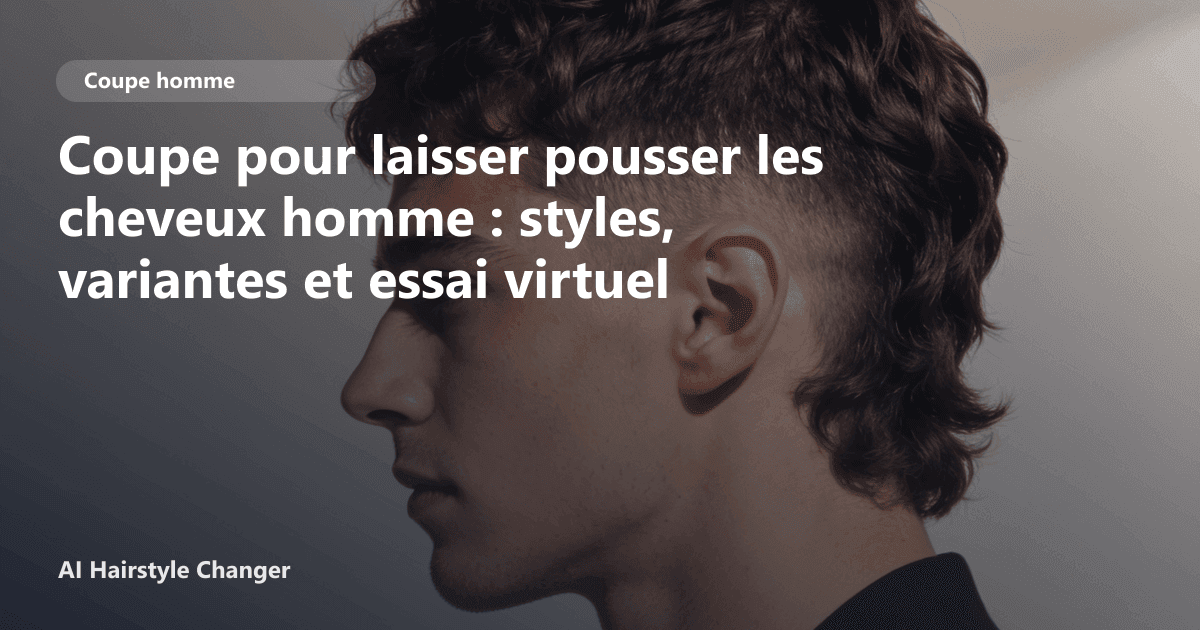 Portrait éditorial lié à coupe pour laisser pousser les cheveux homme, montrant une idée de coiffure à prévisualiser avant le salon.