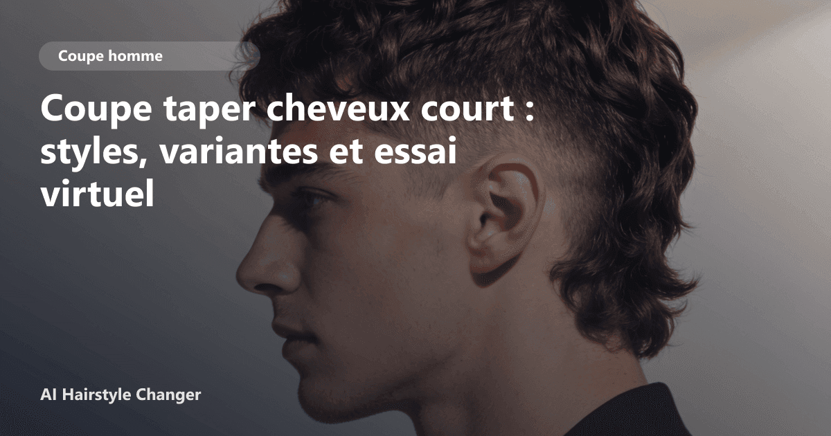 Portrait éditorial lié à coupe taper cheveux court, montrant une idée de coiffure à prévisualiser avant le salon.