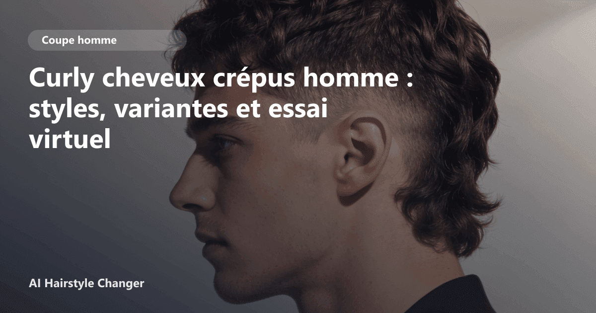 Portrait éditorial lié à curly cheveux crépus homme, montrant une idée de coiffure à prévisualiser avant le salon.